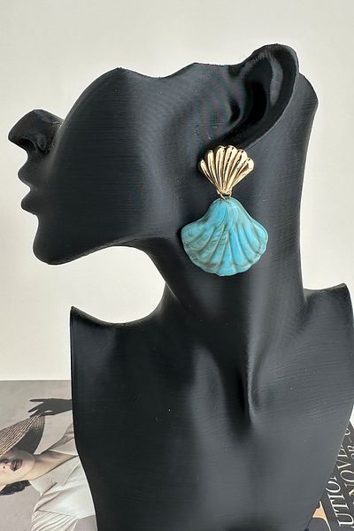 Modex Metal Detail Acrylic Seashell Earrings (5cm)