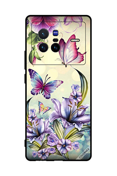 Covernex غطاء حماية لهاتف فيفو X80 بنقشة زهور وفراشات جميلة