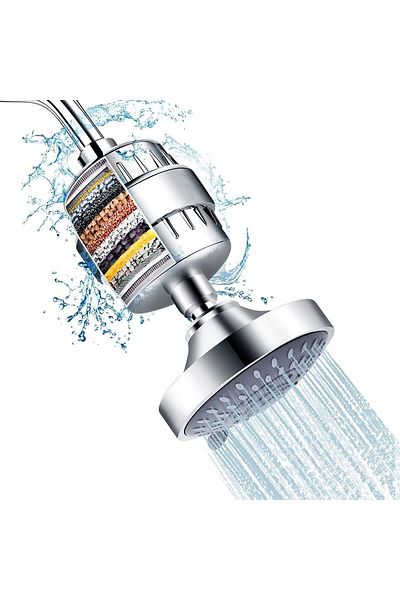 fulina Filtered Shower Head,20 Stage Shower Filter High Pressure Rain,5 Spray Settings Water Softener