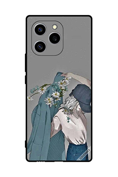 Covernex غطاء حماية لهاتف Honor 60 SE بطبعة فتاة ترتدي معطفًا مزهرًا