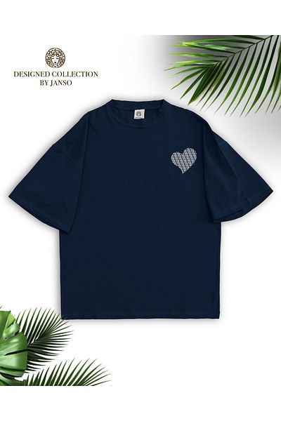 JANSO GROUP -Women Cotton Printed White Heart Short Sleeve Tshirt Oversize Big Size