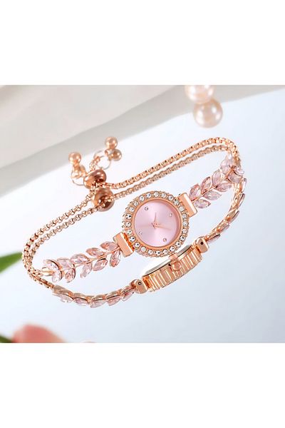 G Sport POLO New Fashion Zircon Stone Leaf Thin Strap Adjustable Elevator Bracelet Women's Wrist Watch