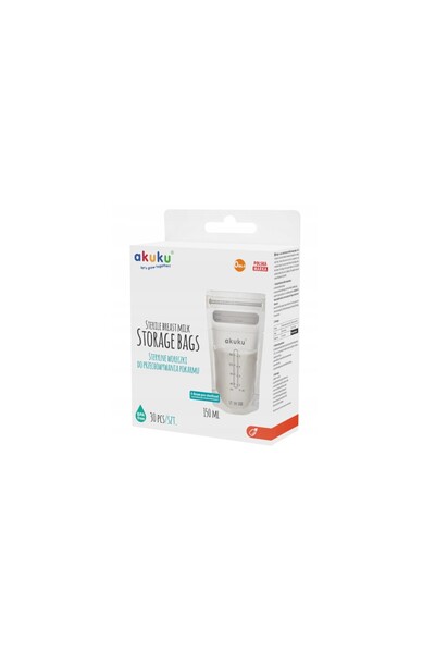 Akuku Set 30 pungi sterile pentru stocarea laptelui matern 150 ml, A0011