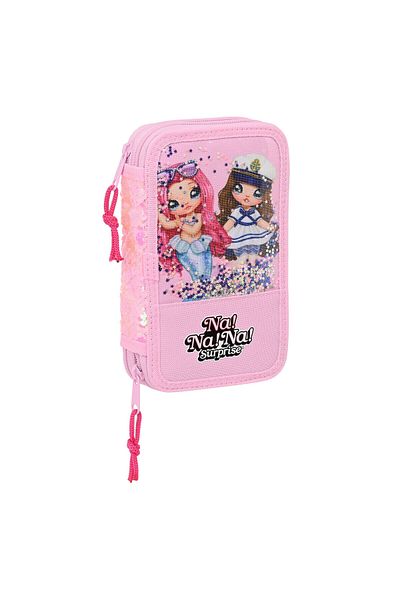 Na Na Na Surprise Na!Na!Na! Surprise Sparkles Double Pencil Case, Light Pink, 28 Pieces