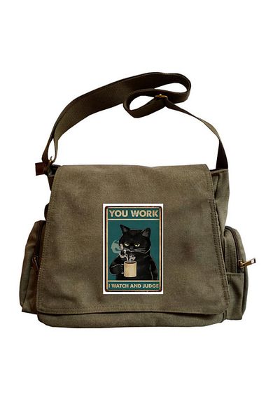 Toum Cute Cat Seriouse Printed Unisex Messenger Bag