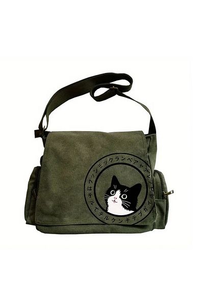 Toum Cute Cat Seriouse Printed Unisex Messenger Bag