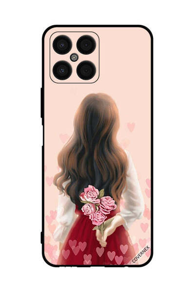 Covernex غطاء حماية لهاتف Honor X8 - فتاة تخفي الزهور