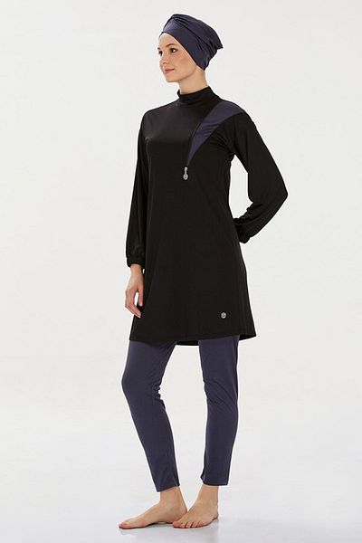 Fulla Moda 4-Piece Hijab Swimsuit with Zipper Detail