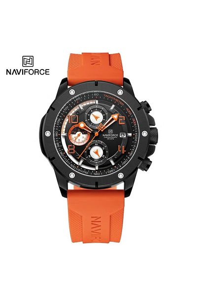 Naviforce Chronograph Sports Watch with Multifunction Dial Silicone Strap and Water Resistant
