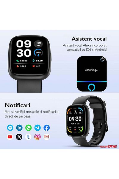 Techone Aero Track Men's Smartwatch, Black - New Product