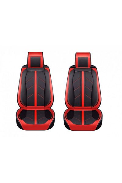 CED AUTO TRADE Set de 2 huse pentru scaun auto față, piele ecologică, roșu cu negru