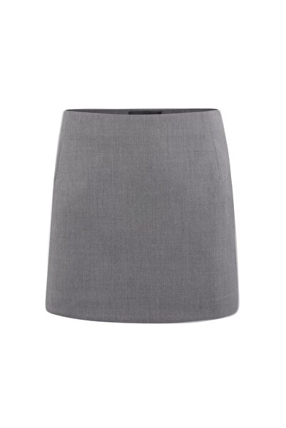 Beauty Omelette Gri Mini Yünlü Etek
