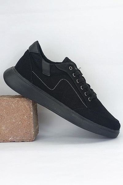 Ayakkabı Durağı Non-Yellowing Sole Men's Linen Casual Shoes Black