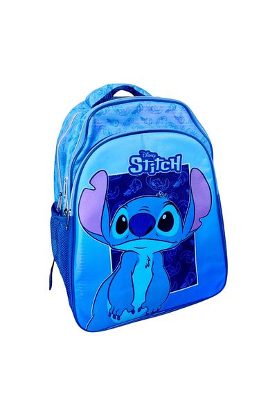 Stitch Ghiozdan copii, 42x30x17 cm, cu trei compartimente si doua buzunare laterale, albastru, Stitch
