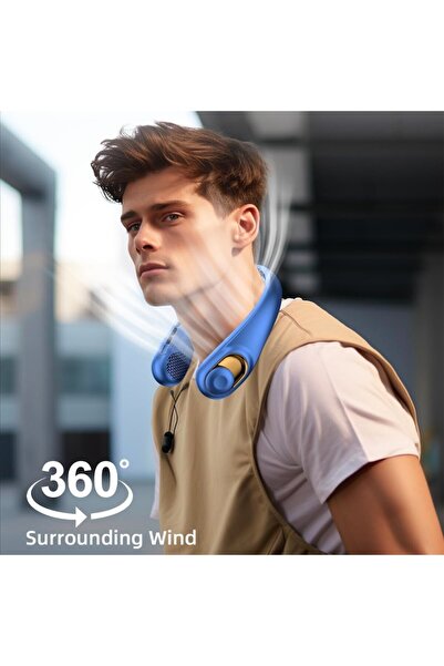 Optim Solution Ventilator pentru Gat, 3 Trepte de Viteza, cu Display Digital, Portabil, Racire 360°, Design Tip Ca