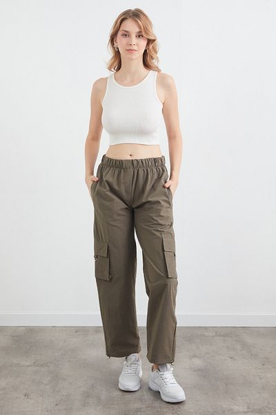 Fulla Moda Cargo Pants with Cargo Pockets and Leg Stoppers