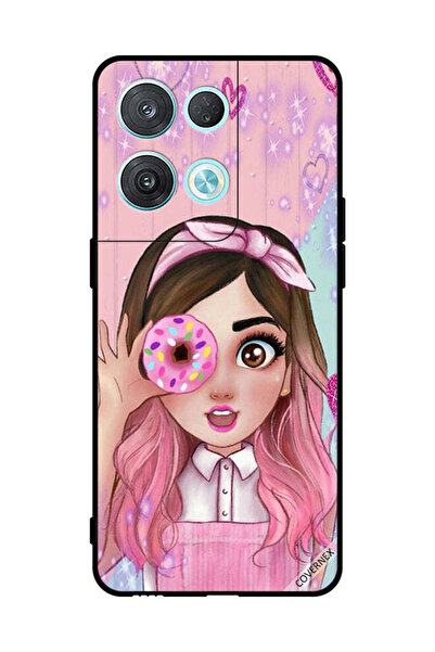 Covernex غطاء حماية لهاتف Oppo Reno8 Pro فتاة صغيرة لطيفة تحمل دونات