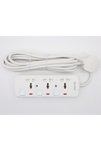 Yuwell YU WELL Power Extension Cord, 5 Meter 3 Gang Power Strip with Surge Protection, Heavy Duty
