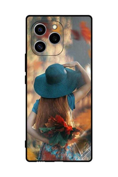 Covernex غطاء حماية لهاتف Honor 60 SE - فتاة قبعة تخفي الحب والأوراق