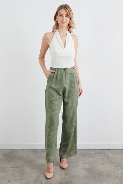 Fulla Moda High Waist Palazzo Fabric Trousers