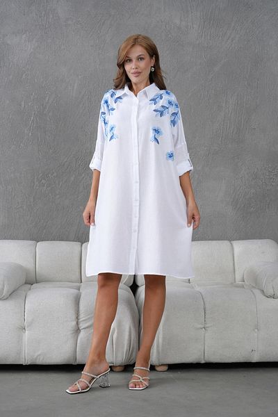 BURRASCA Oversize Linen Tunic with Embroidery