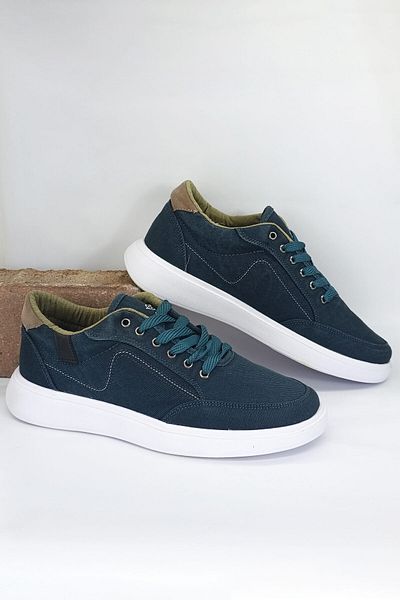 Ayakkabı Durağı Non-Yellow Sole Men's Linen Casual Shoes Petrol Green