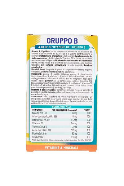 Equilibra Vitamin B Complex, 30 Capsules, Equilibra