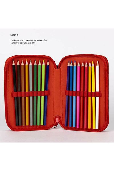 Cyp Brand Triple Pencil Case, The Avengers, Red Black, 13.5 x 7.5 x 20 cm