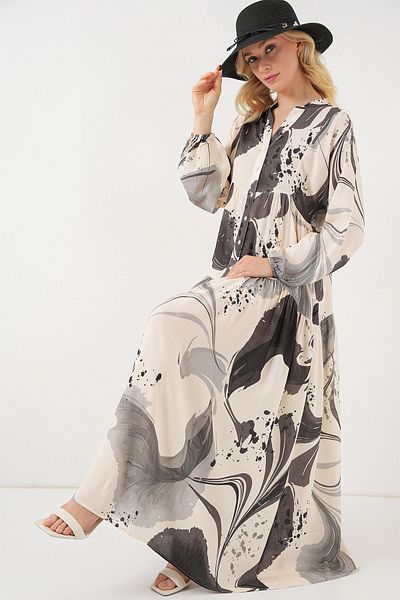 Bigdart Women's Patterned Long Hijab Dress 2585 - Black
