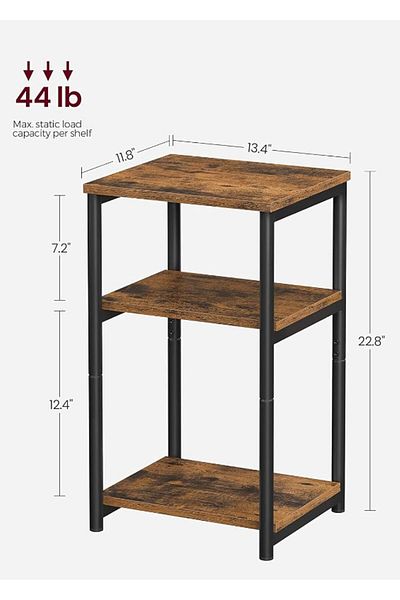 COOYA 3 Tier Slim Side Tables with Storage, open and smooth shelf Nightstands for Small Spaces