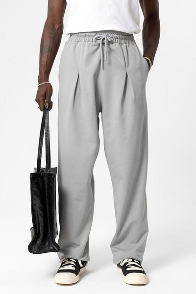 VAMOSCLO Basic Baggy Tracksuit Bottom Gray