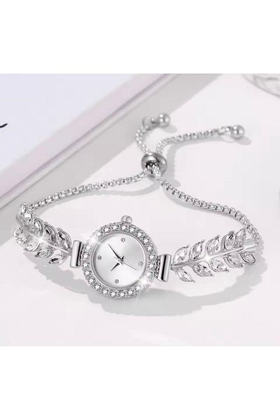 G Sport POLO New Fashion Zircon Stone Leaf Thin Strap Adjustable Elevator Bracelet Women's Wrist Watch