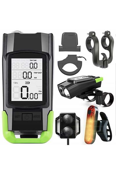 Renew Force Force Wireless Bicycle Headlight With Cyclocomputer, Rear Light, Horn, 4000 Mah Battery