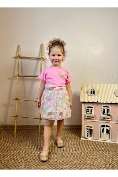 My Lusa baby wear Girl's Double Suit with Floral Skirt
