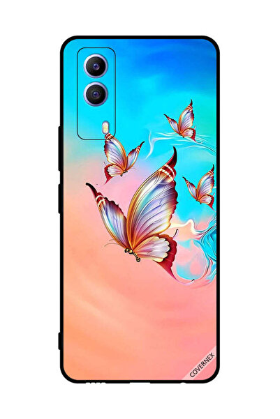 Covernex غطاء حماية لهاتف فيفو T1x بطبعة فراشات تحلق فوق الطلاء