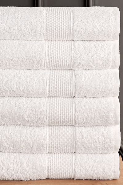 Güvenal Blanc Set of 6 50X90Cm Hand Face & Hair Towels |   Towel |   Hand Towel |   Bath Towel I Dowry Towel