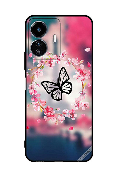 Covernex غطاء حماية لهاتف فيفو Y77 - فراشة في حلقة زهرة