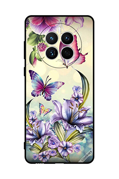 Covernex غطاء حماية لهاتف هواوي ميت 50E بنقشة زهور أرجوانية وفراشات