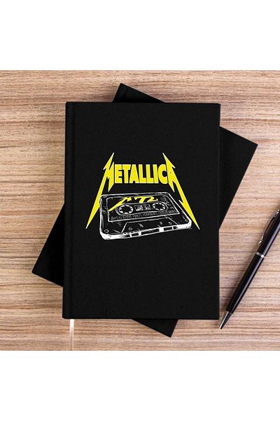 Z zepplin Metallica Tape Black Unlined Canvas Notebook