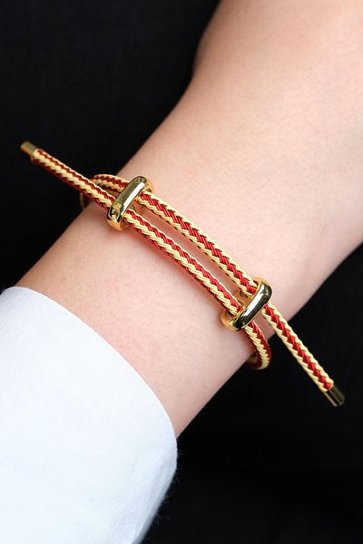 Jack Ferrero Gold Steel / Unisex Colorful String Bracelet (Adjustable)