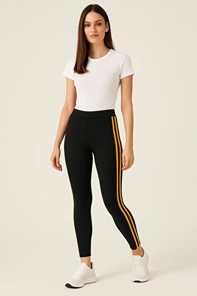 LUMİART Women's Must-Have Leggings in Every Wardrobe with Yellow Side Stripes...