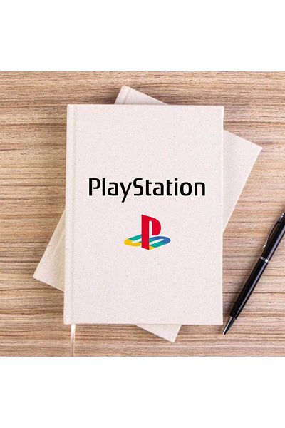Z zepplin Playstation Logo Text Color Cream Unlined Canvas Notebook