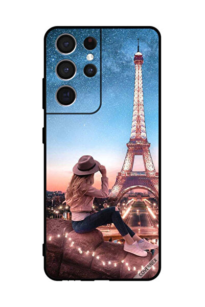 Covernex غطاء حماية لهاتف سامسونج S21 ألترا 5G برسومات فتاة القبعة وبرج إيفل