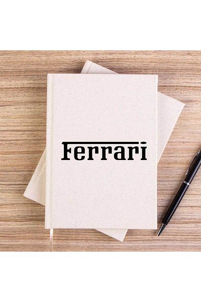 Z zepplin Ferari Text Black Cream Unlined Canvas Notebook