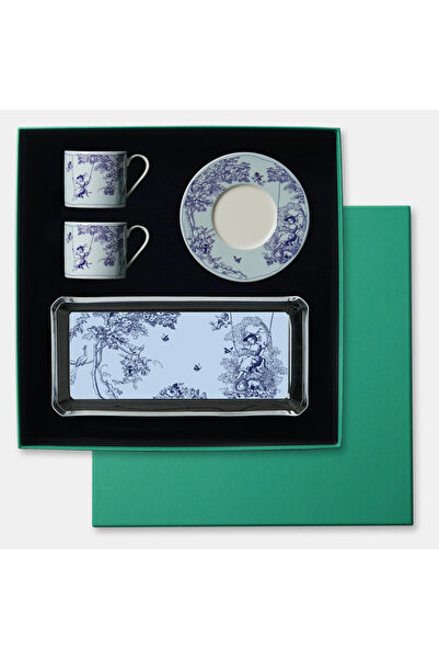 VİTELLİ Timeless Set 5 - Cam Tabak & 2'li Çay Fincanı