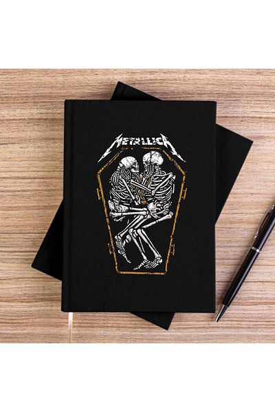 Z zepplin Metallica Grave Two Skeletons Black Unlined Canvas Notebook