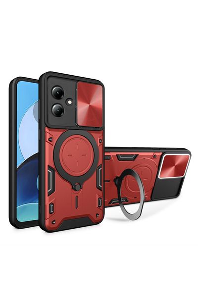 SKYDDAR INNOVATION Case for Motorola Moto G14, CamGuard Pro, Magnetic Ring, Camera Protection, sticker set, Red