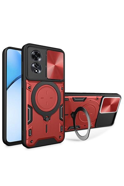 SKYDDAR INNOVATION Case for Oppo A60 4G, CamGuard Pro, Magnetic Ring, Camera Protection, sticker set, Red