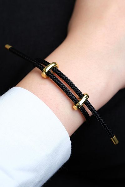 Jack Ferrero Gold Steel / Unisex Colorful String Bracelet (Adjustable)