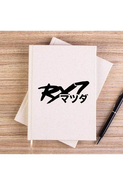 Z zepplin Mazda Rx7 Japanese Logo Cream Unlined Canvas Notebook